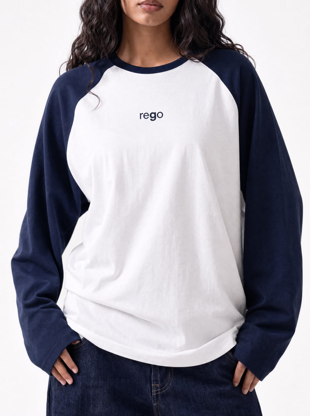 REGO Raglan Tee — Navy/White 4