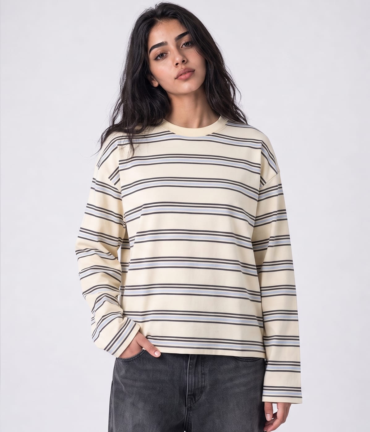 Striped Long Sleeve — Cream